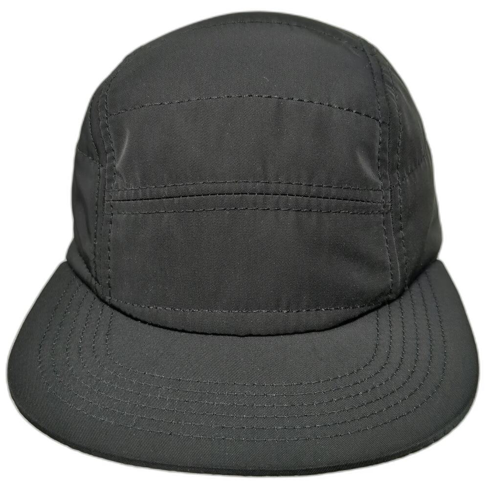 No Boundaries 5 Panel Black One Size Hat Flat Brim Strapback Padded Polyester